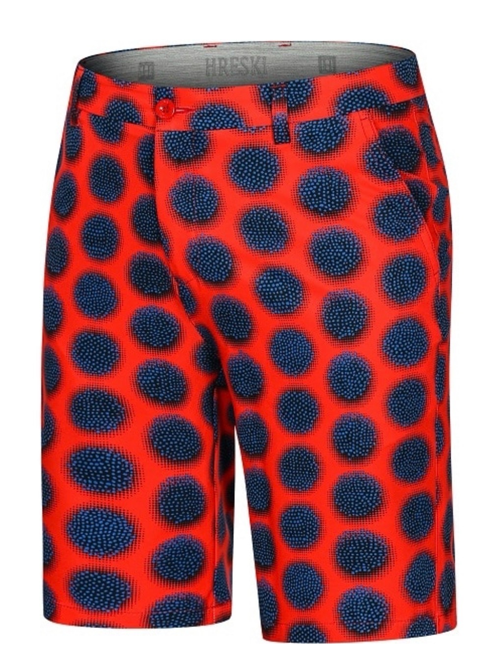 Hreski Men's Red & Navy Dot Performance Flat Front Shorts